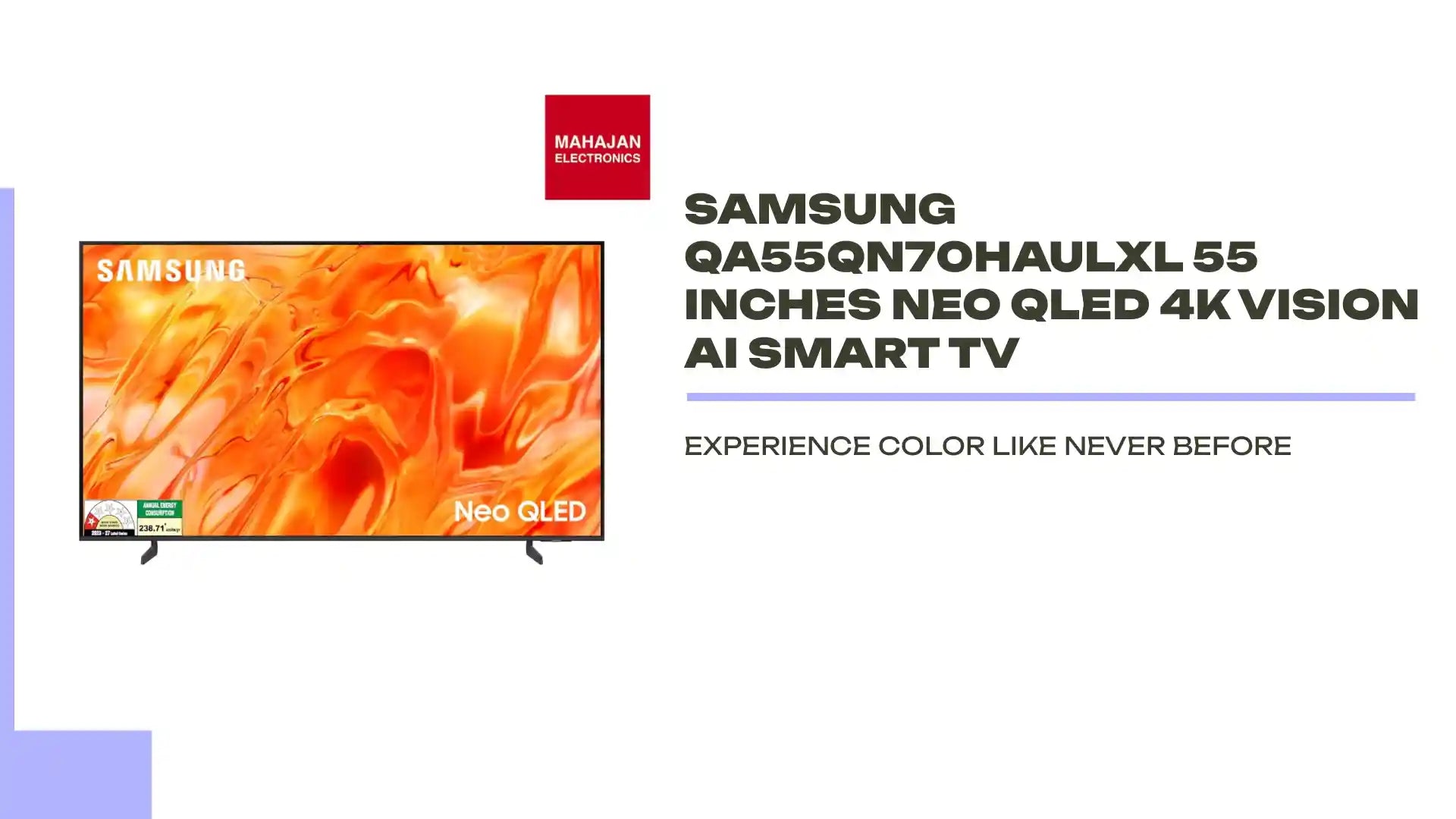 Samsung QA55QN70HAULXL 55 Inches Neo QLED 4K Vision AI Smart TV by@Outfy