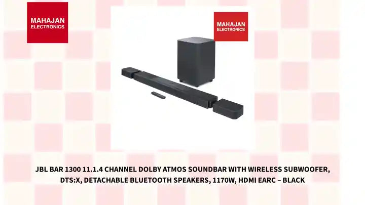 JBL Bar 1300 11.1.4 Channel Dolby Atmos Soundbar with Wireless Subwoofer, DTS:X, Detachable Bluetooth Speakers, 1170W, HDMI eARC – Black by@Outfy