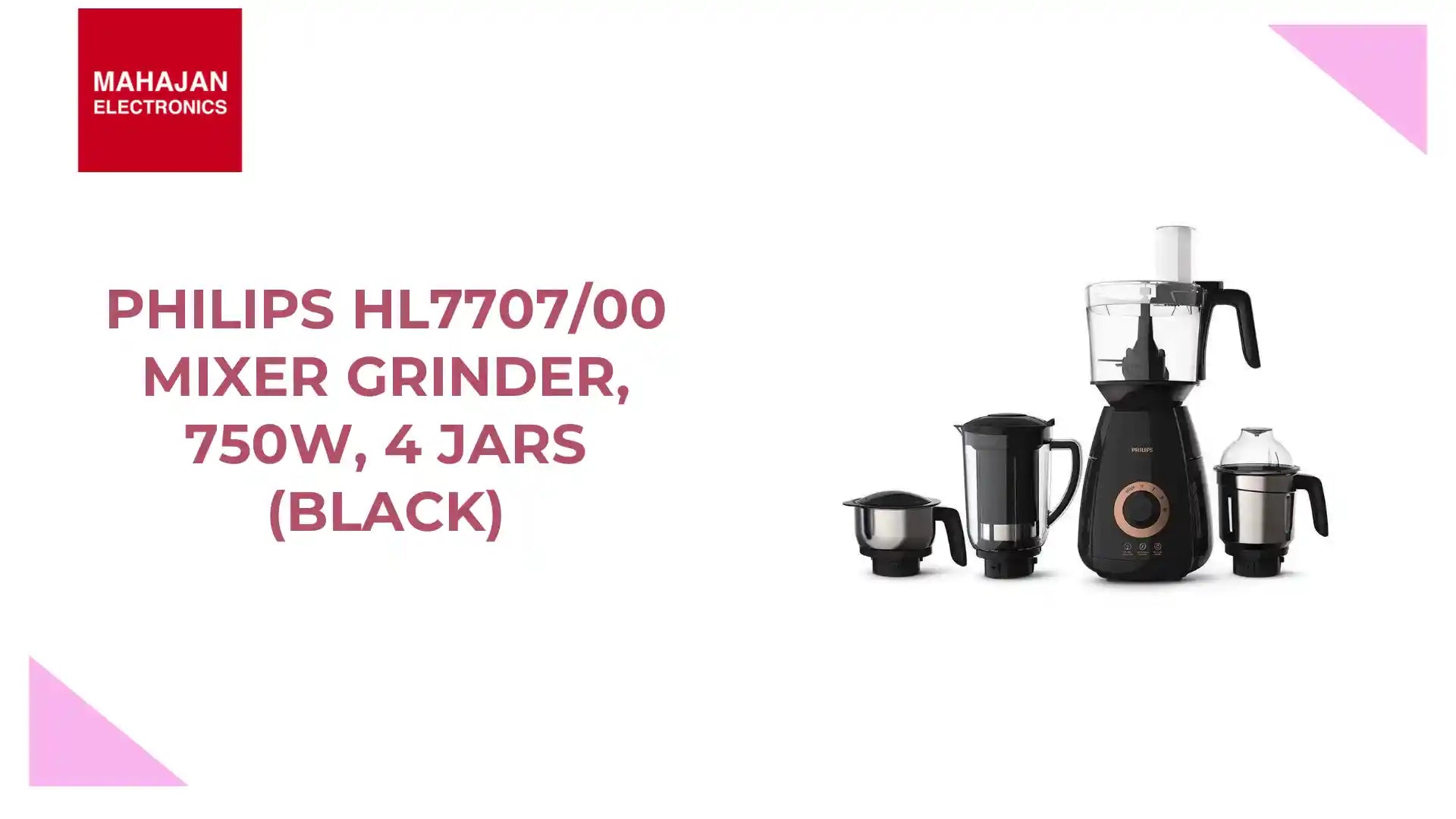 Philips HL7707/00 Mixer Grinder, 750W, 4 Jars (Black) by@Outfy