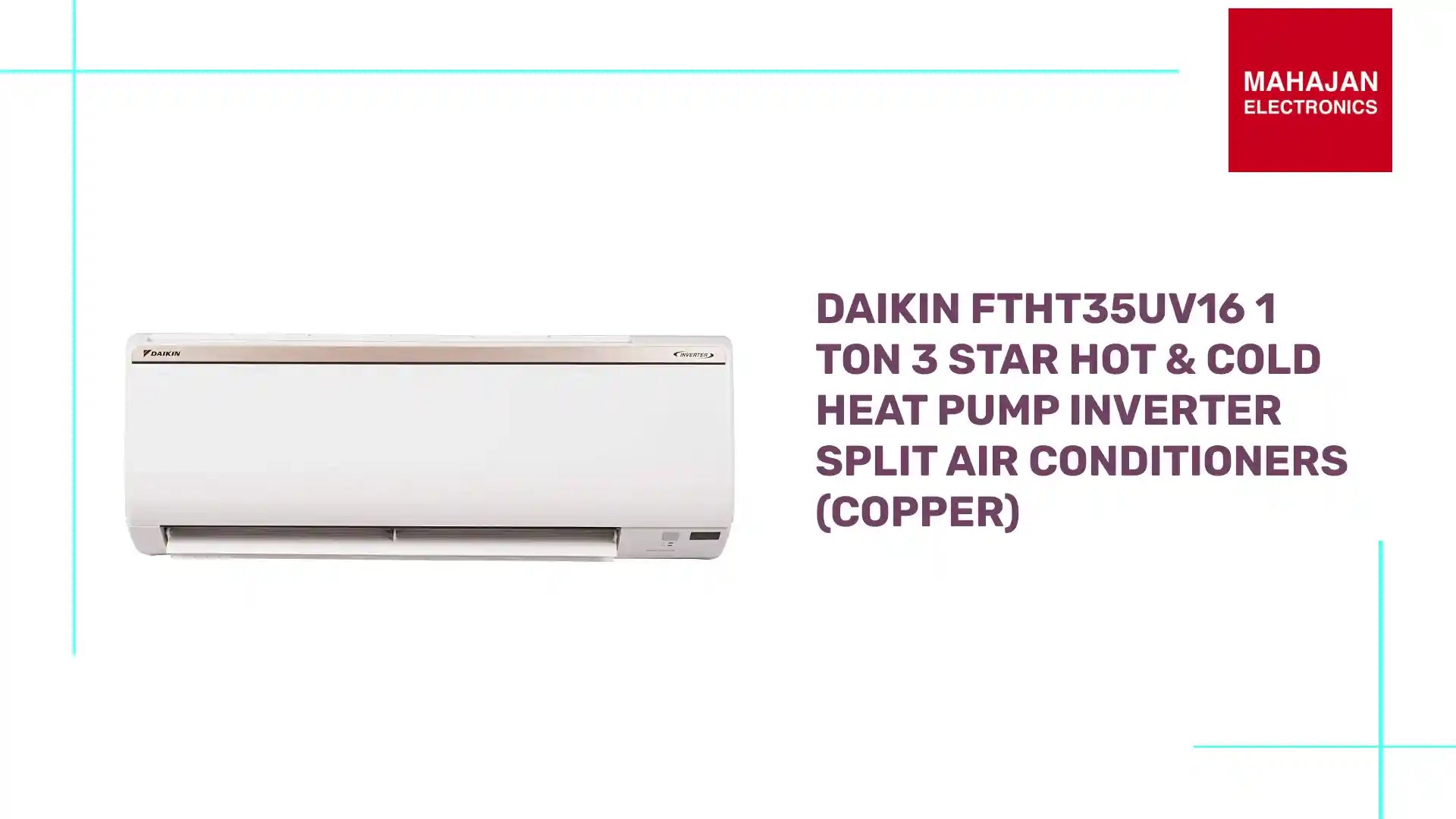 Daikin FTHT35UV16 1 Ton 3 Star Hot & Cold Heat Pump Inverter Split Air Conditioners (Copper) by@Outfy