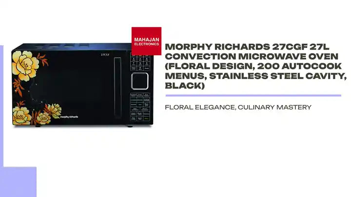 Morphy Richards 27CGF 27L Convection Microwave Oven (Floral Design, 200 Autocook Menus, Stainless Steel Cavity, Black) by@Outfy