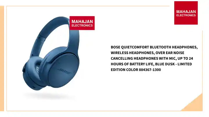 Bose QuietComfort Bluetooth Headphones, Wireless Headphones, Over Ear Noise Cancelling Headphones with Mic, Up to 24 Hours of Battery Life, Blue Dusk - Limited Edition Color 884367-1300 by@Outfy