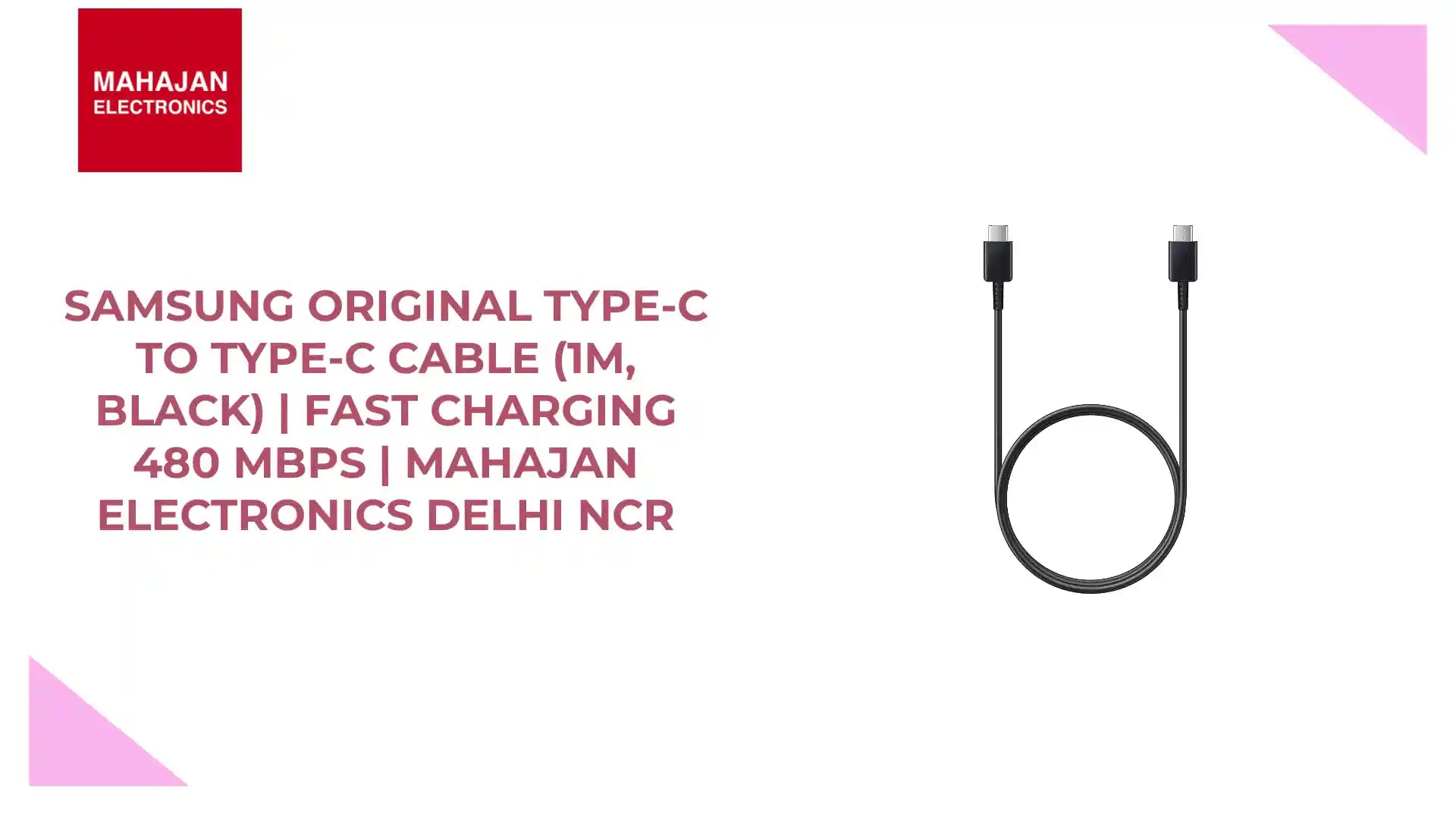 Samsung Original Type-C to Type-C Cable (1M, Black) | Fast Charging 480 Mbps | Mahajan Electronics Delhi NCR by@Outfy