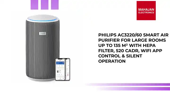Philips AC3220/60 Smart Air Purifier for Large Rooms up to 135 m² with HEPA Filter, 520 CADR, WiFi App Control & Silent Operation by@Outfy