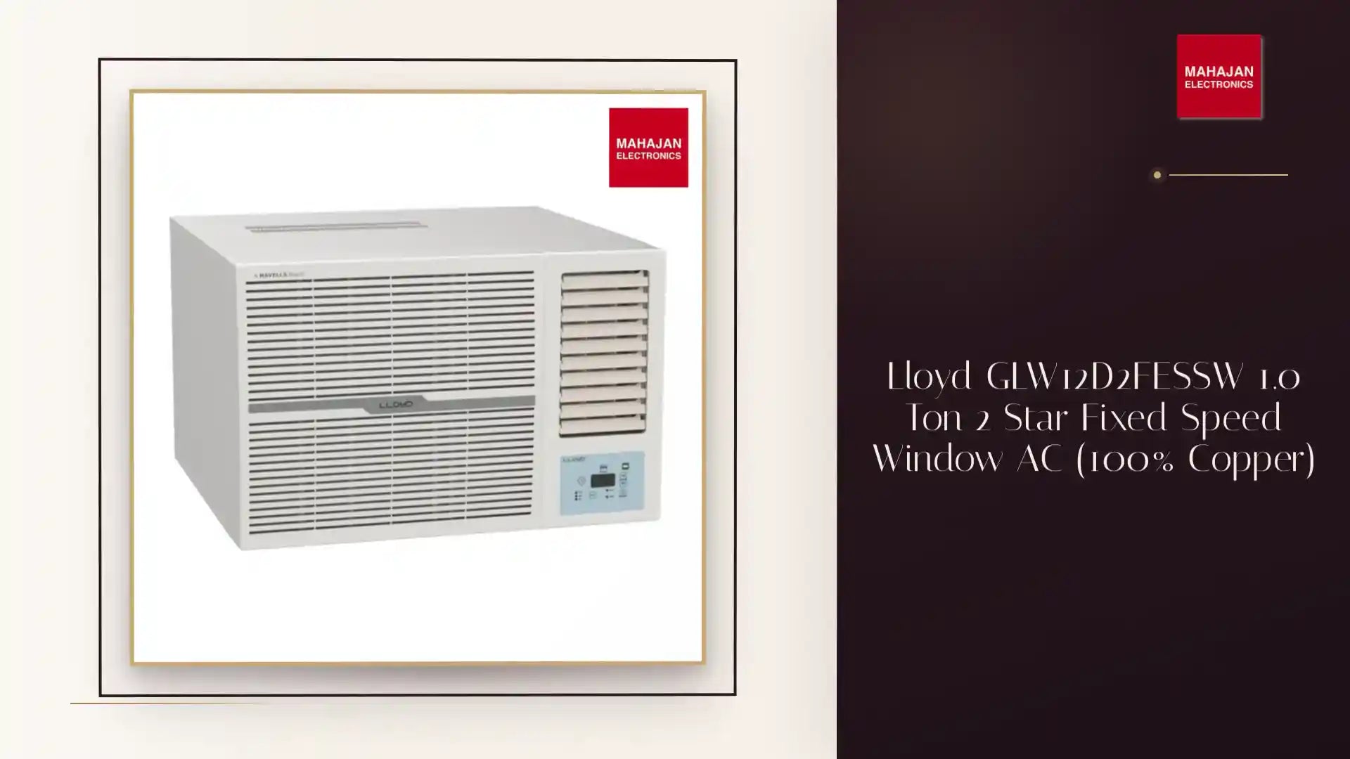 Lloyd GLW12D2FESSW 1.0 Ton 2 Star Fixed Speed Window AC (100% Copper) by@Outfy