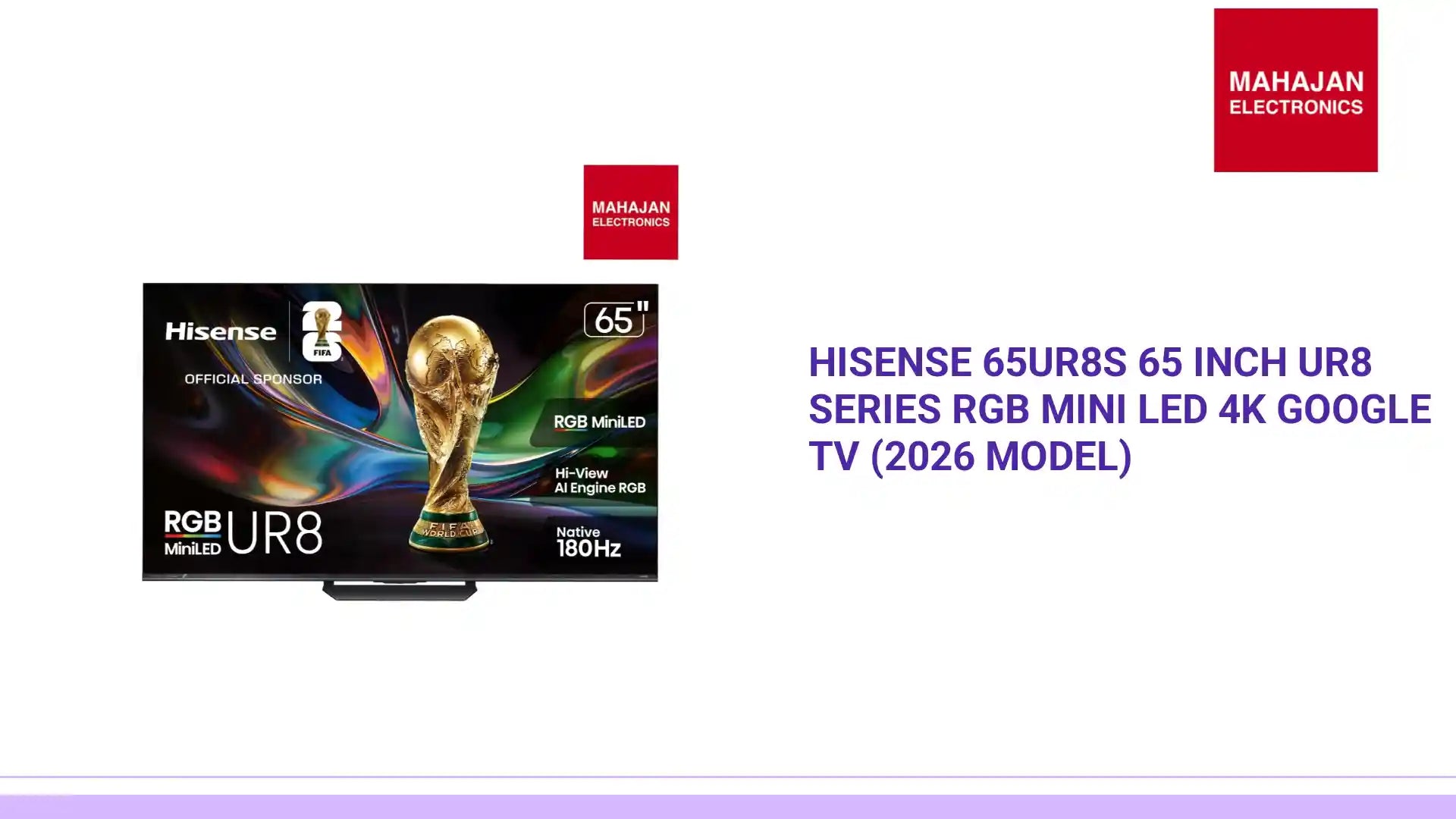 Hisense 65UR8S 65 Inch UR8 Series RGB Mini LED 4K Google TV (2026 Model) by@Outfy