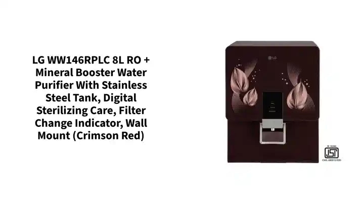 LG WW146RPLC 8L RO + Mineral Booster Water Purifier with Stainless Steel Tank, Digital Sterilizing Care, Filter Change Indicator, Wall Mount (Crimson Red) by@Outfy