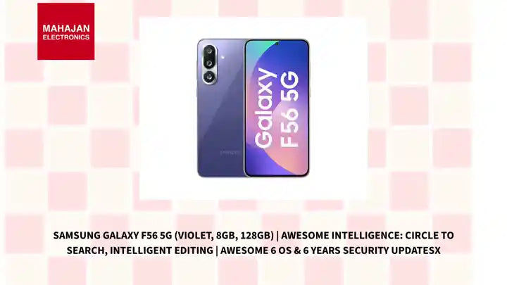 Samsung Galaxy F56 5G (Violet, 8GB, 128GB) | Awesome Intelligence: Circle to Search, Intelligent Editing | Awesome 6 OS & 6 Years Security UpdatesX by@Outfy