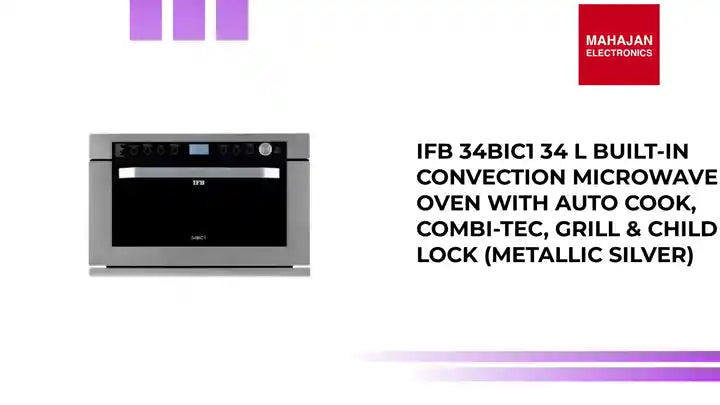 IFB 34BIC1 34 L Built-In Convection Microwave Oven with Auto Cook, Combi-Tec, Grill & Child Lock (Metallic Silver) by@Outfy