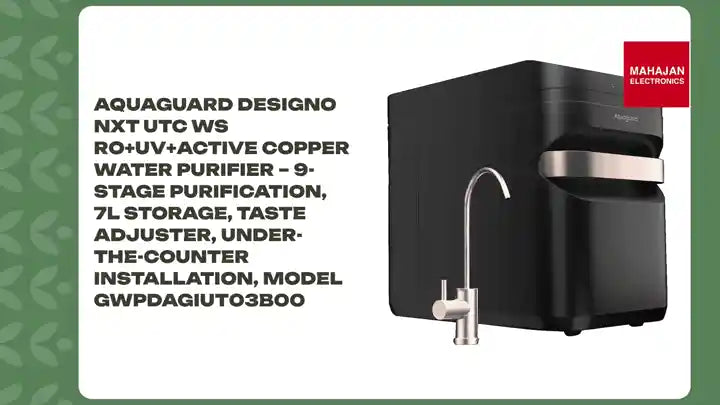 Aquaguard Designo NXT UTC WS RO+UV+Active Copper Water Purifier – 9-Stage Purification, 7L Storage, Taste Adjuster, Under-the-Counter Installation, Model GWPDAGIUT03B00 by@Outfy