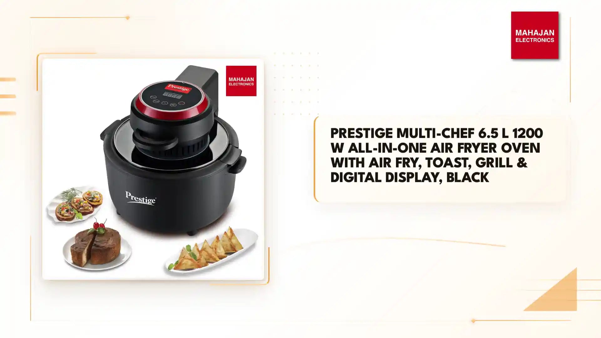 Prestige Multi-Chef 6.5 L 1200 W All-in-One Air Fryer Oven with Air Fry, Toast, Grill & Digital Display, Black by@Outfy