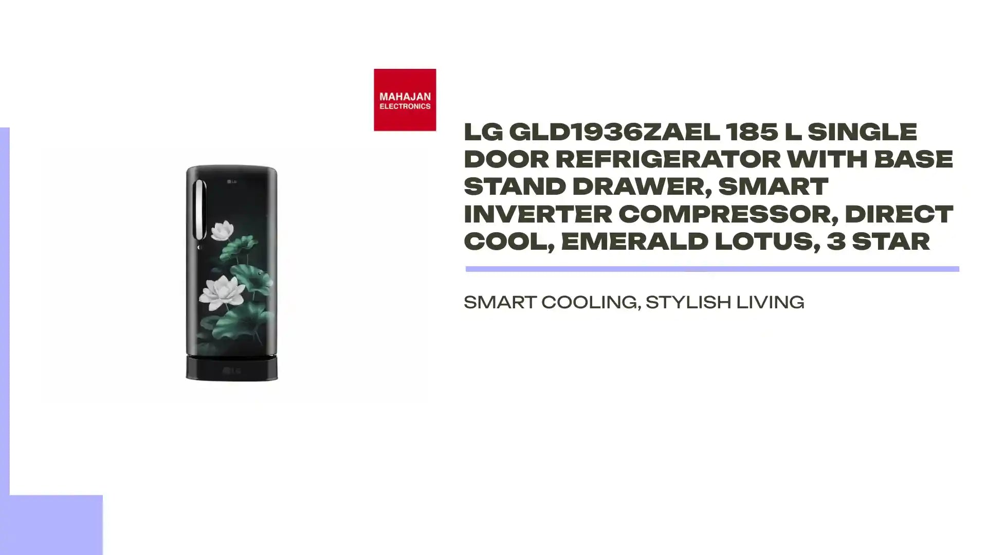 LG GLD1936ZAEL 185 L Single Door Refrigerator with Base Stand Drawer, Smart Inverter Compressor, Direct Cool, Emerald Lotus, 3 Star by@Outfy