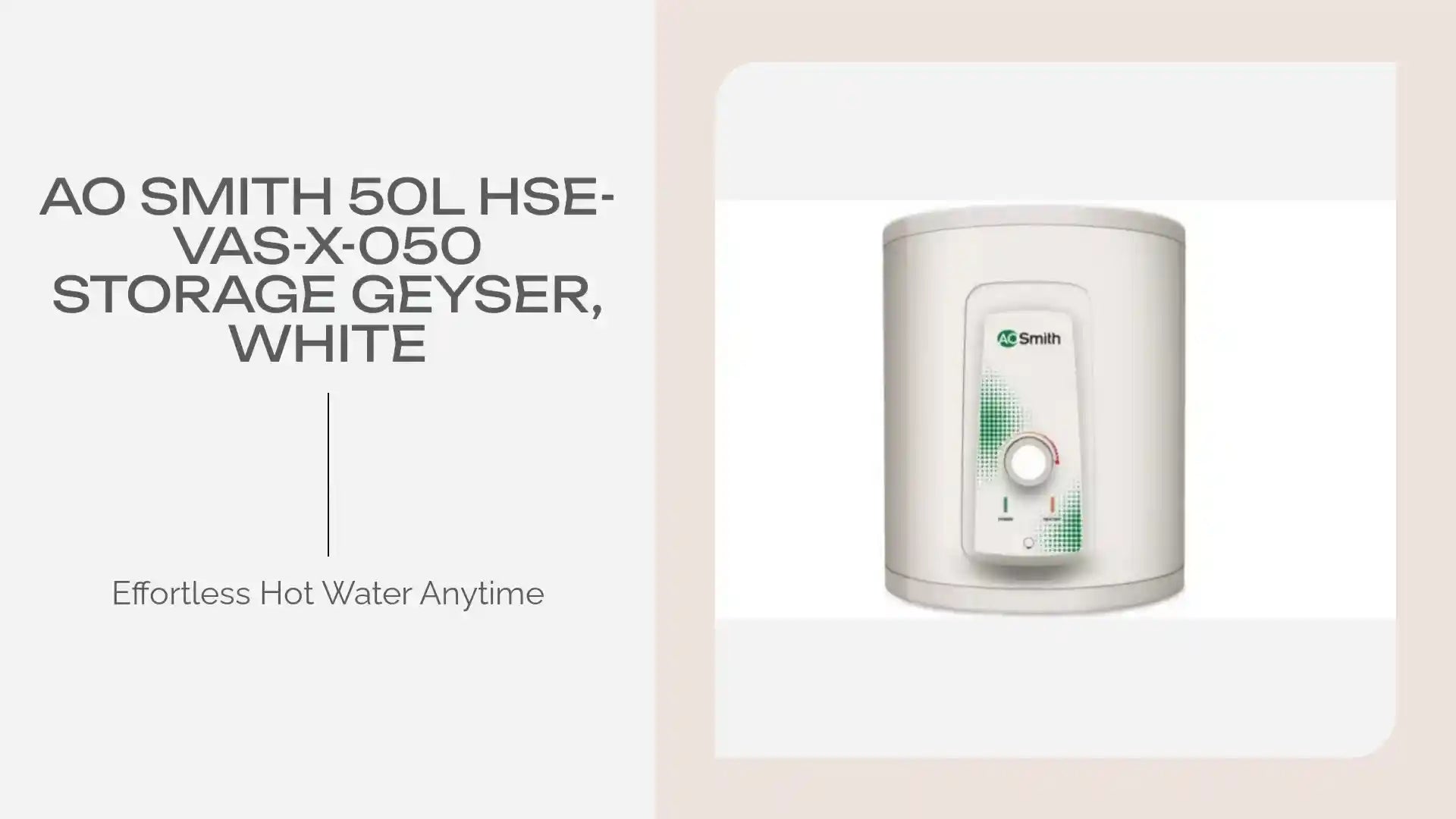 Ao Smith 50L HSE-VAS-X-050 Storage Geyser, White by@Outfy