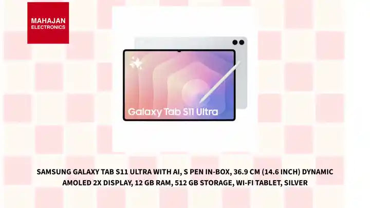 Samsung Galaxy Tab S11 Ultra with AI, S Pen in-Box, 36.9 cm (14.6 inch) Dynamic AMOLED 2X Display, 12 GB RAM, 512 GB Storage, Wi-Fi Tablet, Silver by@Outfy