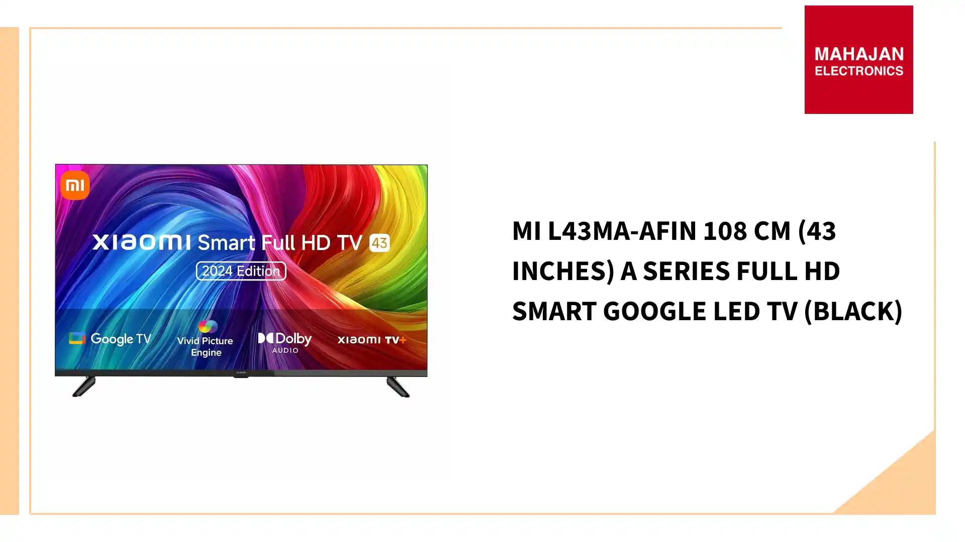 MI L43MA-AFIN 108 cm (43 inches) A Series Full HD Smart Google LED TV (Black) by@Outfy
