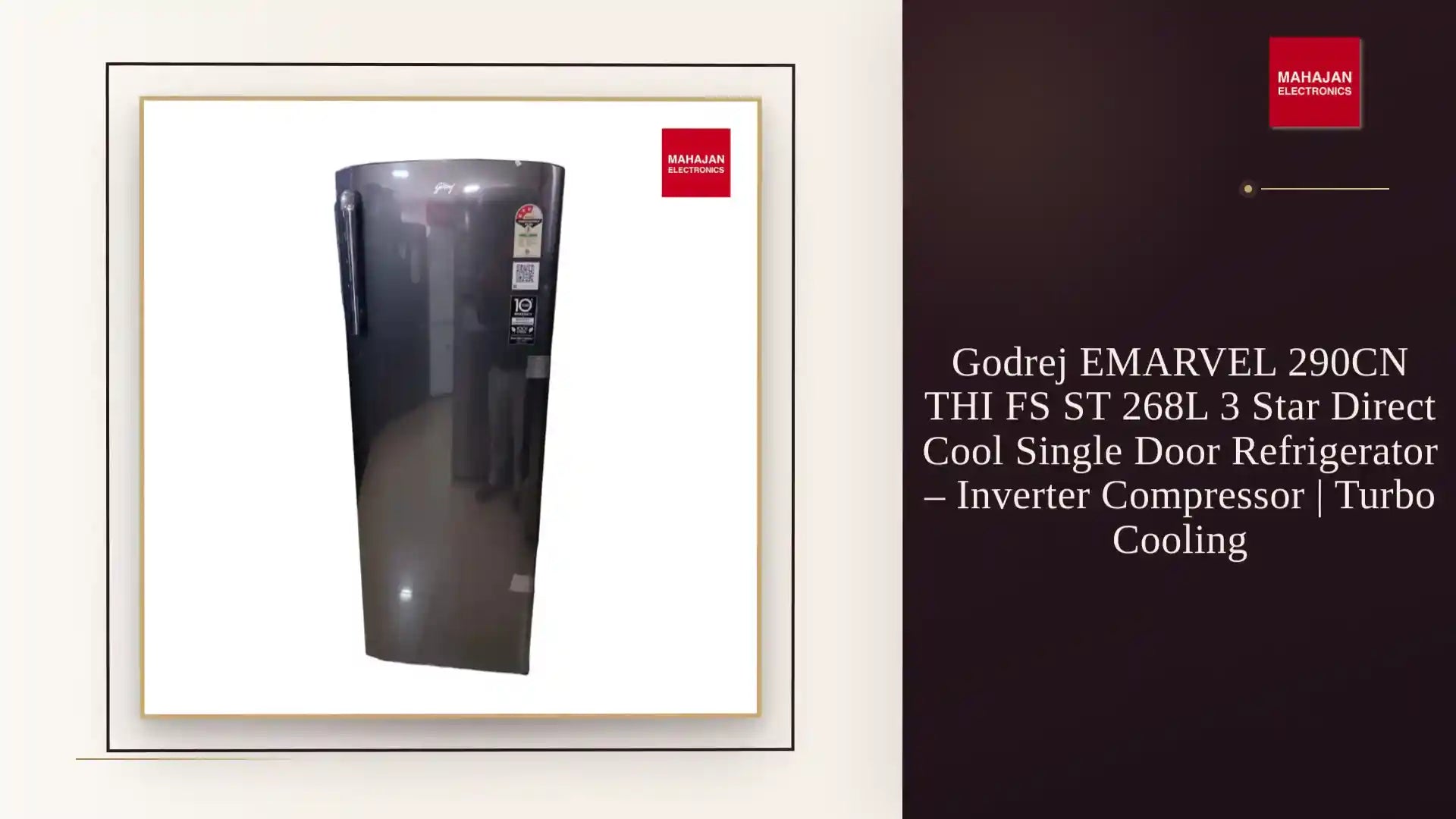 Godrej EMARVEL 290CN THI FS ST 268L 3 Star Direct Cool Single Door Refrigerator – Inverter Compressor | Turbo Cooling by@Outfy