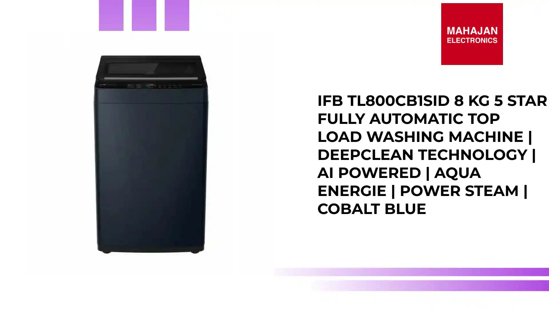 IFB TL800CB1SID 8 Kg 5 Star Fully Automatic Top Load Washing Machine | DeepClean Technology | AI Powered | Aqua Energie | Power Steam | Cobalt Blue by@Outfy