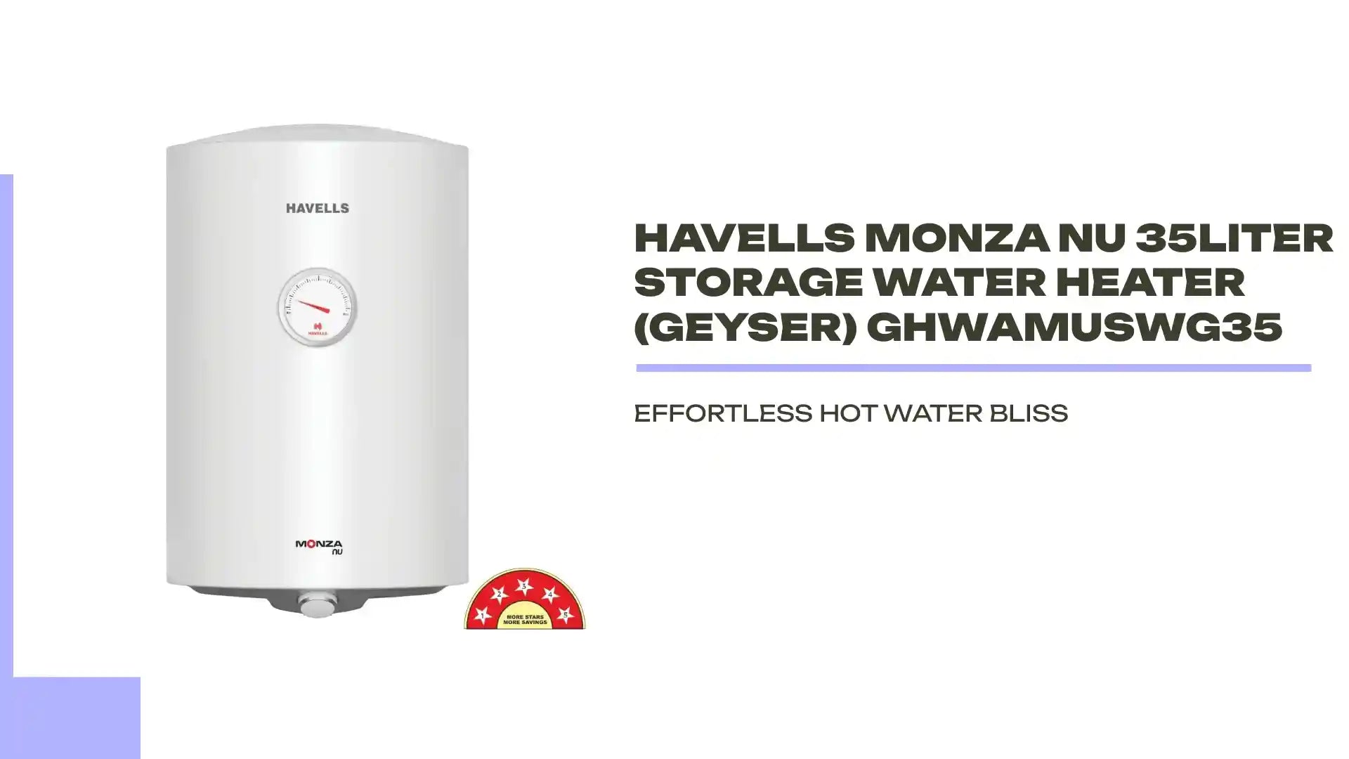 Havells Monza Nu 35Liter Storage Water Heater (Geyser) GHWAMUSWG35 by@Outfy