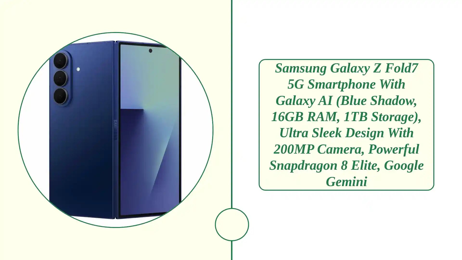 Samsung Galaxy Z Fold7 5G Smartphone with Galaxy AI (Blue Shadow, 16GB RAM, 1TB Storage), Ultra Sleek Design with 200MP Camera, Powerful Snapdragon 8 Elite, Google Gemini by@Outfy
