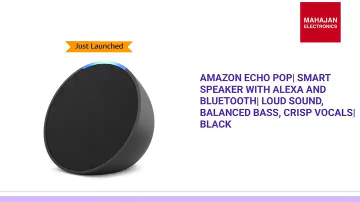 Amazon Echo Pop| Smart speaker with Alexa and Bluetooth| Loud sound, balanced bass, crisp vocals| Black by@Outfy
