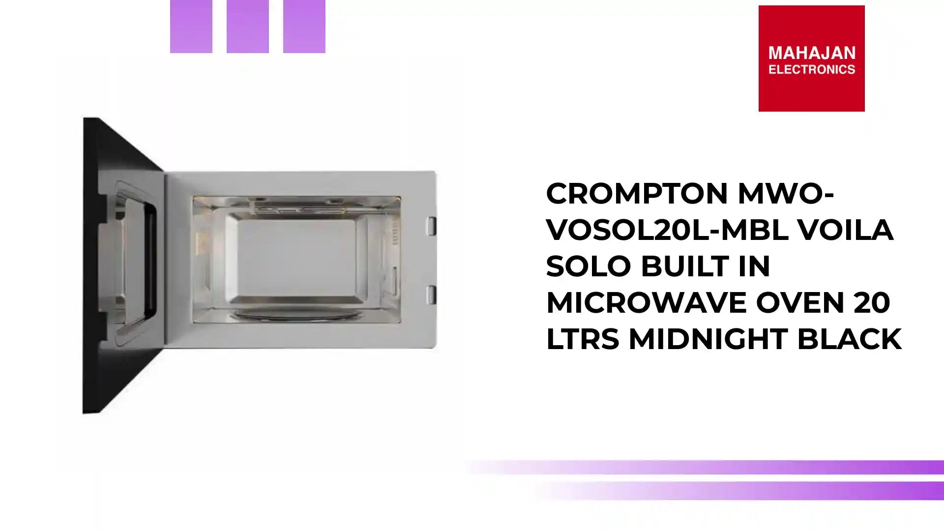 Crompton MWO-VOSOL20L-MBL Voila Solo Built In Microwave Oven 20 Ltrs Midnight Black by@Outfy