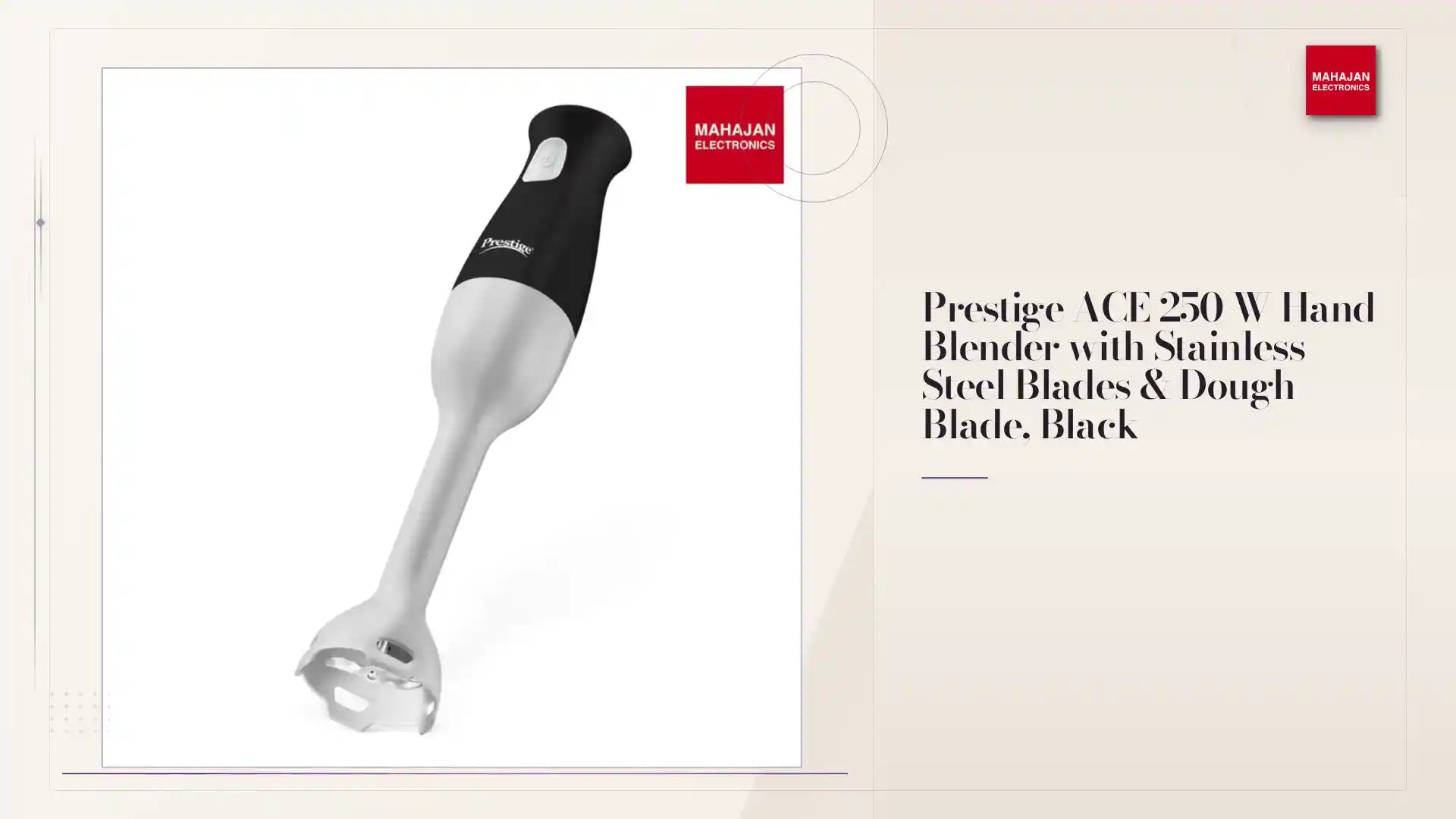 Prestige ACE 250 W Hand Blender with Stainless Steel Blades & Dough Blade, Black by@Outfy