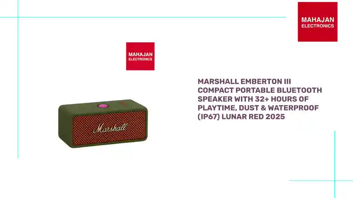 Marshall Emberton III Compact Portable Bluetooth Speaker with 32+ Hours of Playtime, Dust & Waterproof (IP67) Lunar Red 2025 by@Outfy