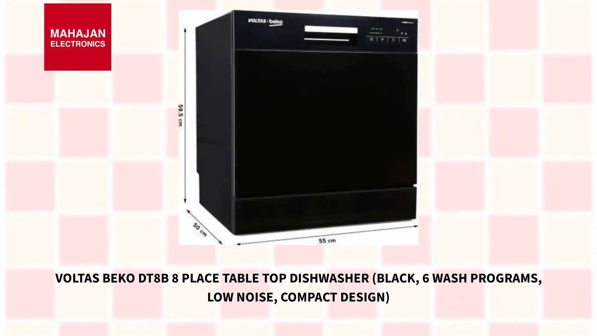 Voltas Beko DT8B 8 Place Table Top Dishwasher (Black, 6 Wash Programs, Low Noise, Compact Design) by@Outfy