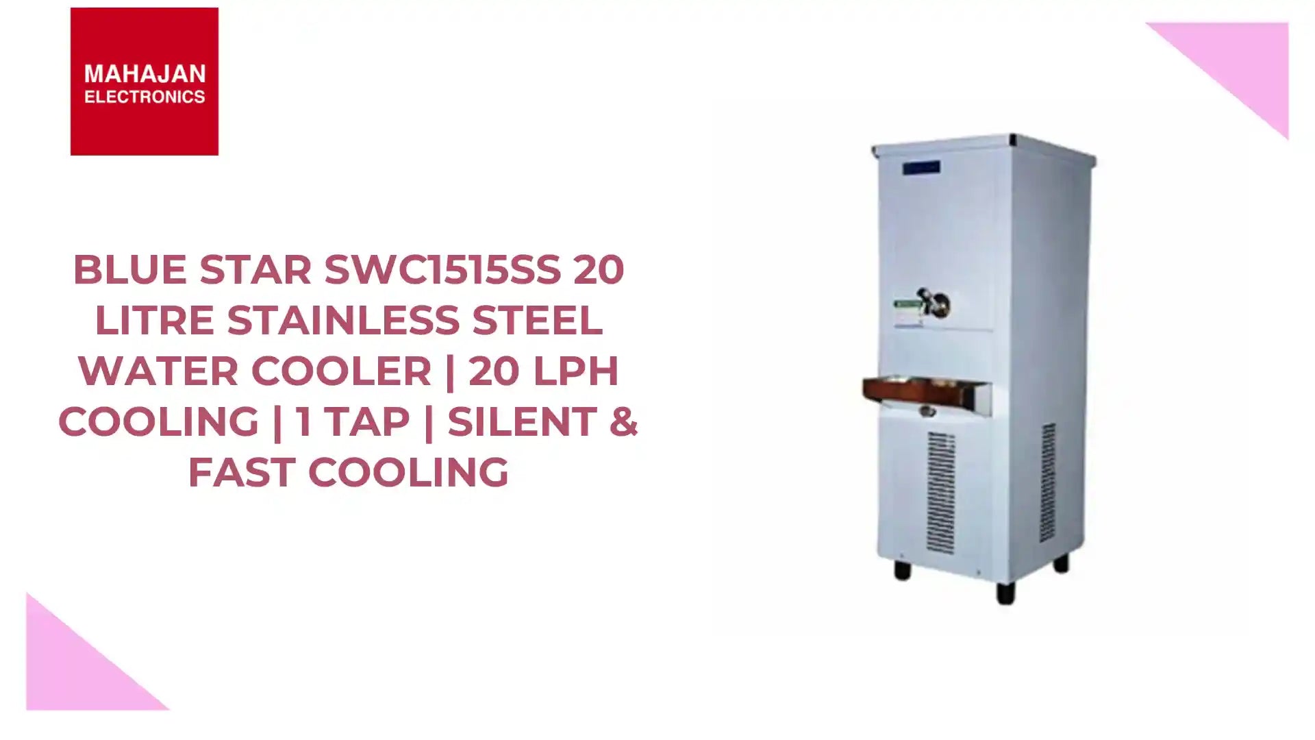 Blue Star SWC1515SS 20 Litre Stainless Steel Water Cooler | 20 LPH Cooling | 1 Tap | Silent & Fast Cooling by@Outfy