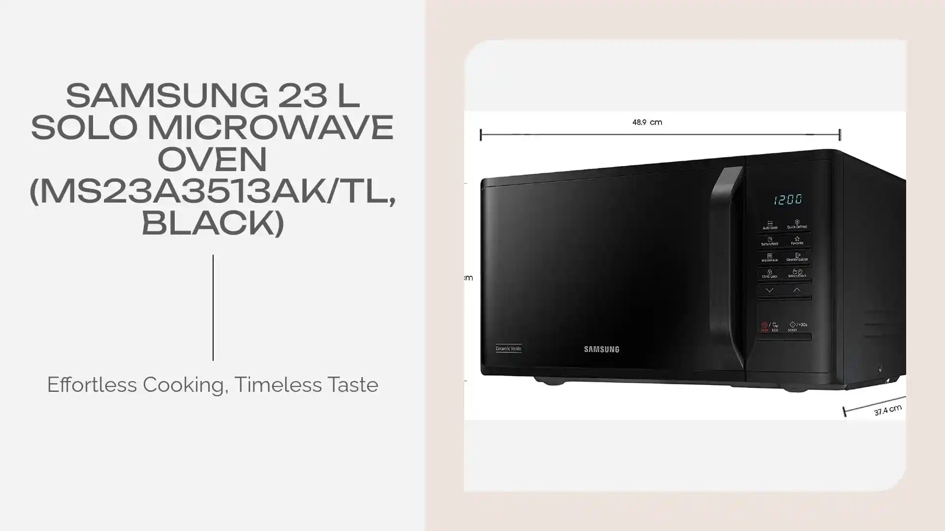 Samsung 23 L Solo Microwave Oven (MS23A3513AK/TL, Black) by@Outfy