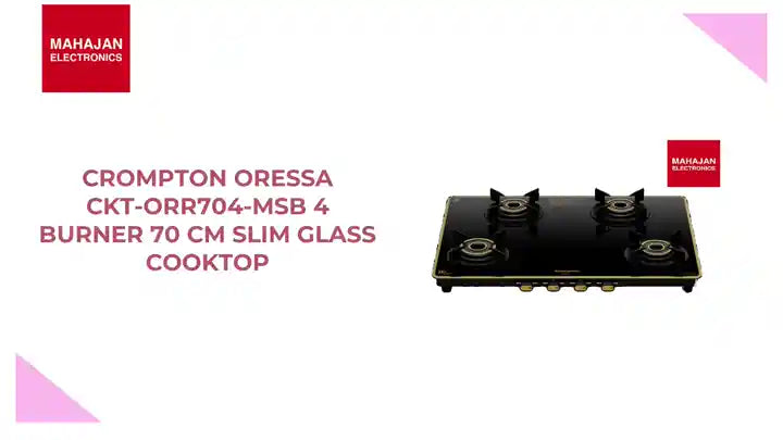Crompton Oressa CKT-ORR704-MSB 4 Burner 70 cm Slim Glass Cooktop by@Outfy