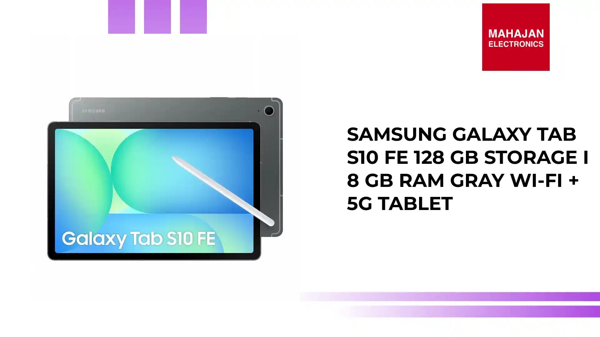 Samsung Galaxy Tab S10 FE 128 GB Storage I 8 GB Ram Gray Wi-Fi + 5G Tablet by@Outfy