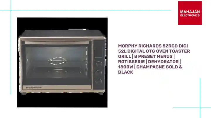 Morphy Richards 52RCD Digi 52L Digital OTG Oven Toaster Grill | 8 Preset Menus | Rotisserie | Dehydrator | 1800W | Champagne Gold & Black by@Outfy