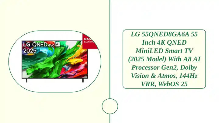 LG 55QNED8GA6A 55 Inch 4K QNED MiniLED Smart TV (2025 Model) with α8 AI Processor Gen2, Dolby Vision & Atmos, 144Hz VRR, webOS 25 by@Outfy