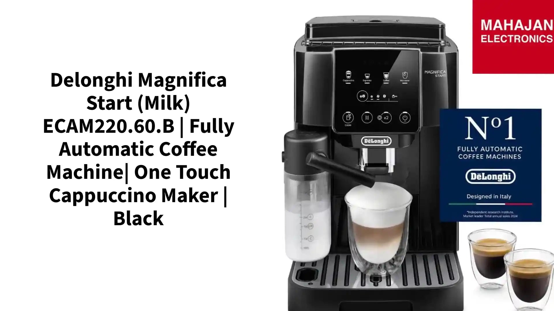 Delonghi Magnifica Start (Milk) ECAM220.60.B | Fully Automatic Coffee Machine| One Touch Cappuccino Maker | Black by@Outfy