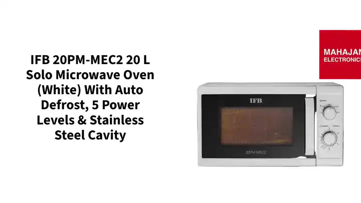 IFB 20PM-MEC2 20 L Solo Microwave Oven (White) with Auto Defrost, 5 Power Levels & Stainless Steel Cavity by@Outfy