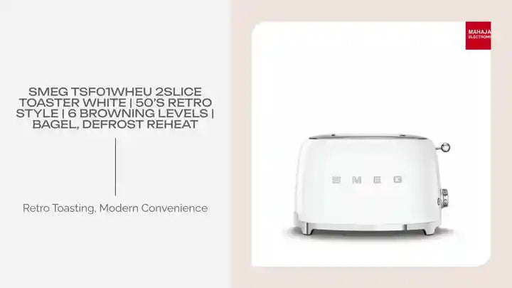 SMEG TSF01WHEU 2Slice Toaster White | 50’s Retro Style | 6 Browning Levels | Bagel, Defrost Reheat by@Outfy