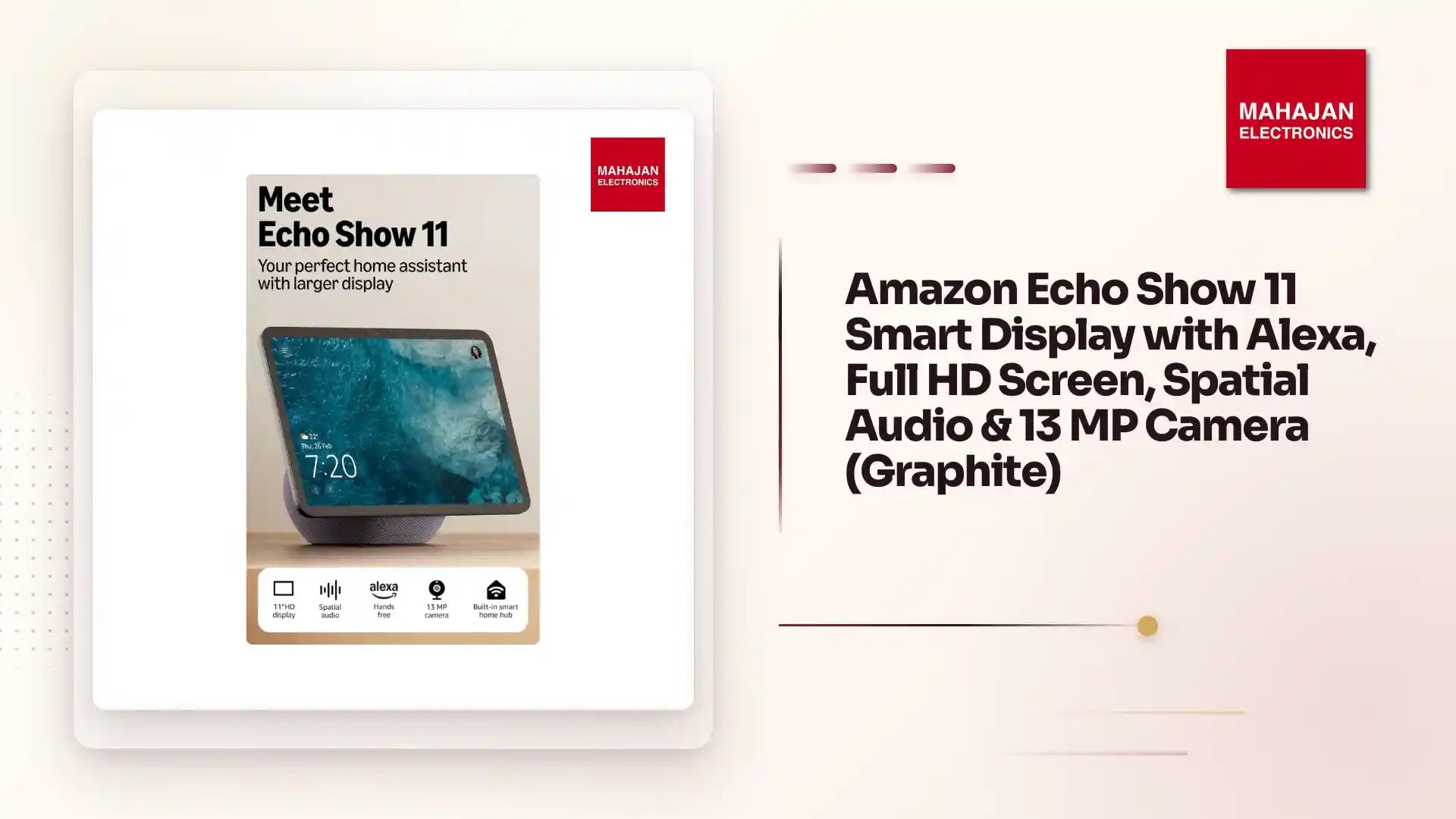 Amazon Echo Show 11 Smart Display with Alexa, Full HD Screen, Spatial Audio & 13 MP Camera (Graphite) by@Outfy