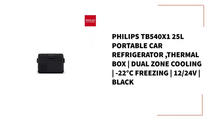 Philips TB540X1 25L Portable Car Refrigerator ,Thermal Box | Dual Zone Cooling | -22°C Freezing | 12/24V | Black by@Outfy