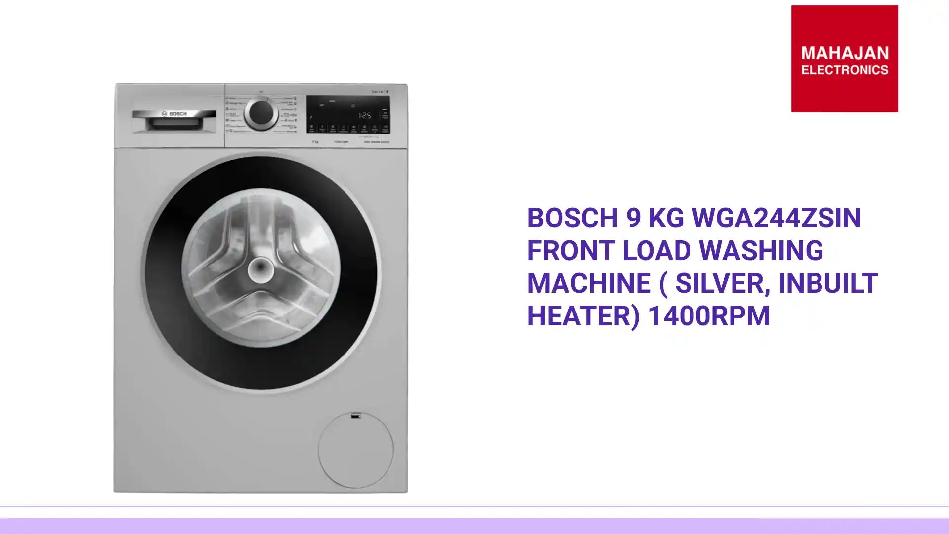Bosch 9 kg WGA244ZSIN Front Load Washing Machine ( Silver, Inbuilt Heater) 1400RPM by@Outfy