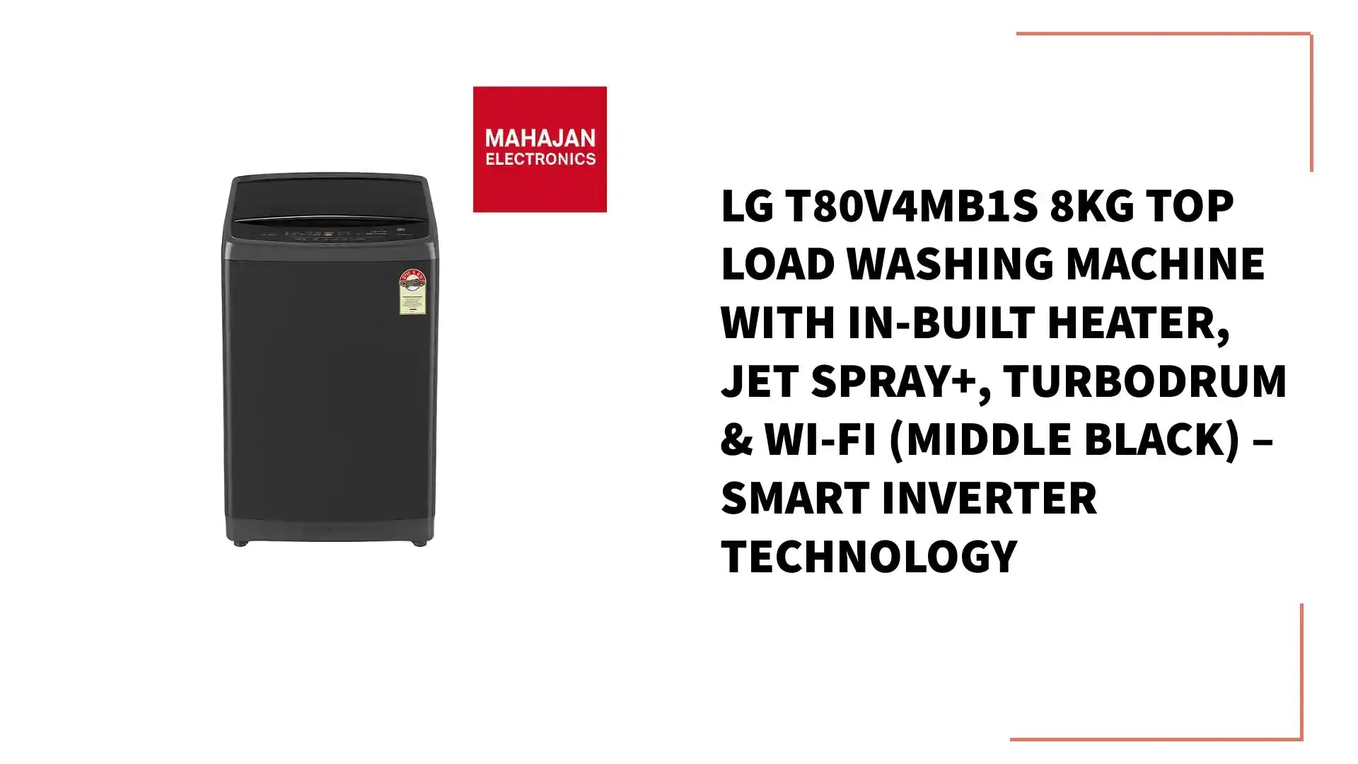 LG T80V4MB1S 8Kg Top Load Washing Machine with In-Built Heater, Jet Spray+, TurboDrum & Wi-Fi (Middle Black) – Smart Inverter Technology by@Outfy
