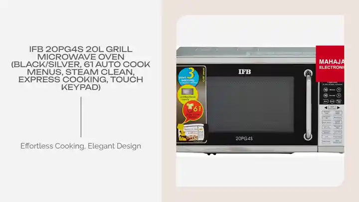 IFB 20PG4S 20L Grill Microwave Oven (Black/Silver, 61 Auto Cook Menus, Steam Clean, Express Cooking, Touch Keypad) by@Outfy
