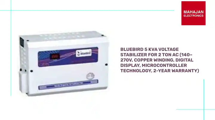 Bluebird 5 KVA Voltage Stabilizer for 2 Ton AC (140–270V, Copper Winding, Digital Display, Microcontroller Technology, 2-Year Warranty) by@Outfy