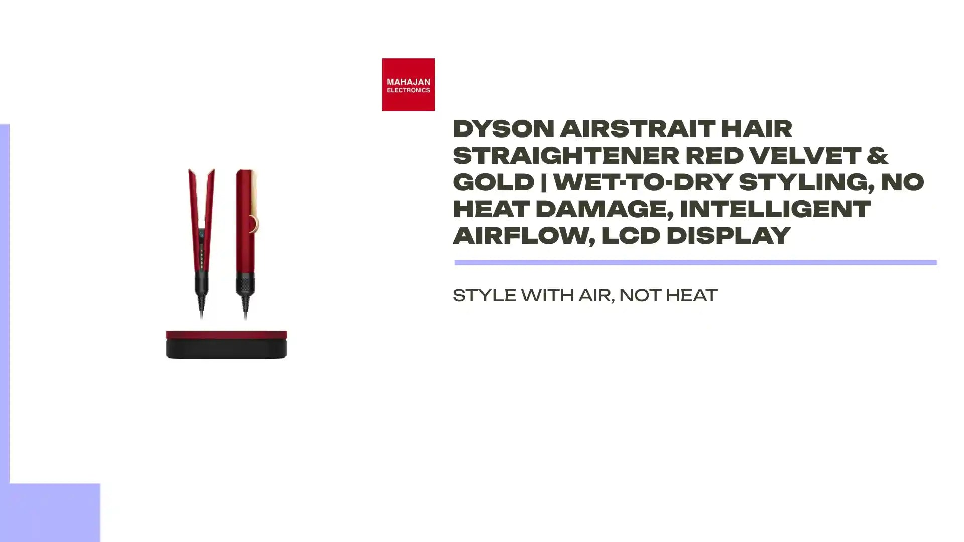 Dyson Airstrait Hair Straightener Red Velvet & Gold | Wet-to-Dry Styling, No Heat Damage, Intelligent Airflow, LCD Display by@Outfy