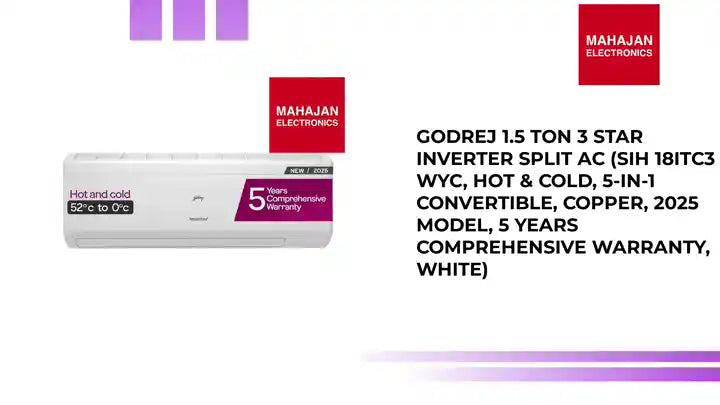 Godrej 1.5 Ton 3 Star Inverter Split AC (SIH 18ITC3 WYC, Hot & Cold, 5-in-1 Convertible, Copper, 2025 Model, 5 Years Comprehensive Warranty, White) by@Outfy