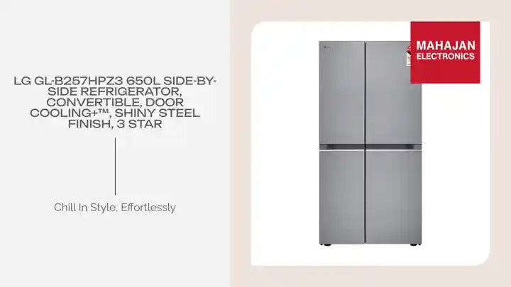 LG GL-B257HPZ3 650L Side-by-Side Refrigerator, Convertible, Door Cooling+™, Shiny Steel Finish, 3 Star by@Outfy