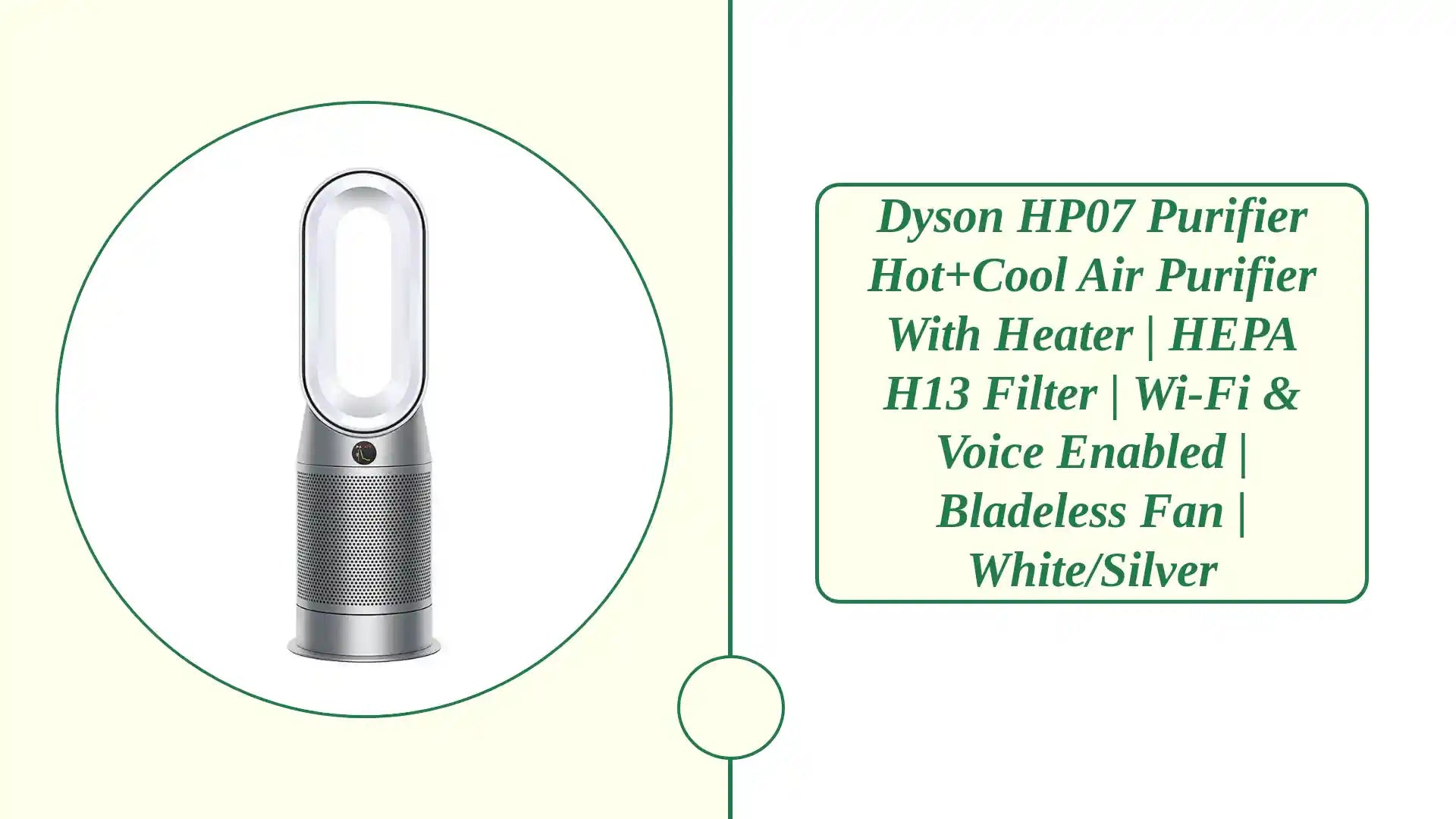 Dyson HP07 Purifier Hot+Cool Air Purifier with Heater | HEPA H13 Filter | Wi-Fi & Voice Enabled | Bladeless Fan | White/Silver by@Outfy
