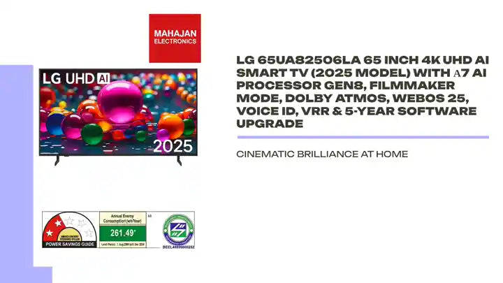 LG 65UA82506LA 65 inch 4K UHD AI Smart TV (2025 Model) with α7 AI Processor Gen8, Filmmaker Mode, Dolby Atmos, webOS 25, Voice ID, VRR & 5-Year Software Upgrade by@Outfy