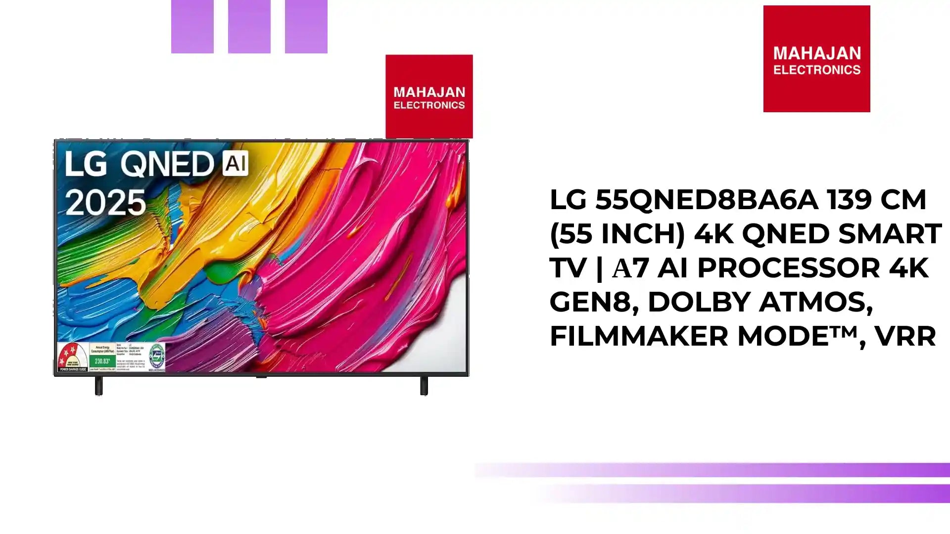 LG 55QNED8BA6A 139 cm (55 Inch) 4K QNED Smart TV | α7 AI Processor 4K Gen8, Dolby Atmos, Filmmaker Mode™, VRR by@Outfy