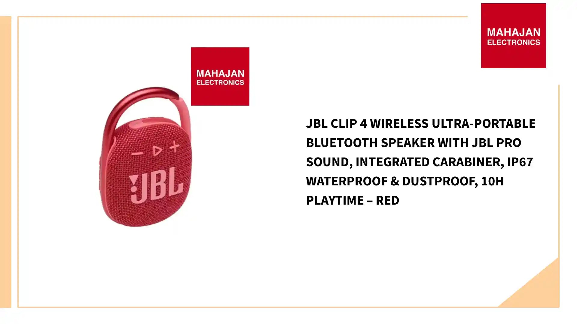 JBL Clip 4 Wireless Ultra-Portable Bluetooth Speaker with JBL Pro Sound, Integrated Carabiner, IP67 Waterproof & Dustproof, 10H Playtime – Red by@Outfy